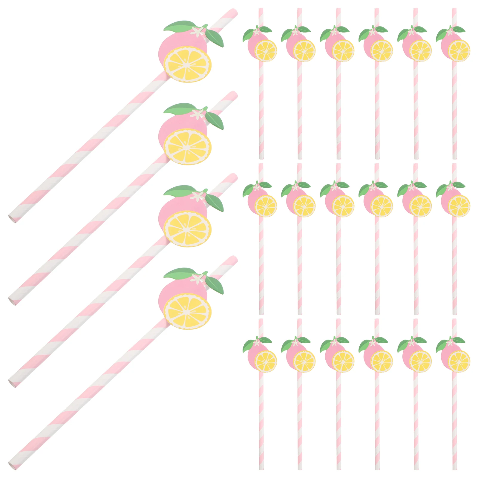 

50 Pcs Creative Lemon Straw Grad Party Decoration Fruit Paper Straws Drinking Cocktail Pink Cute