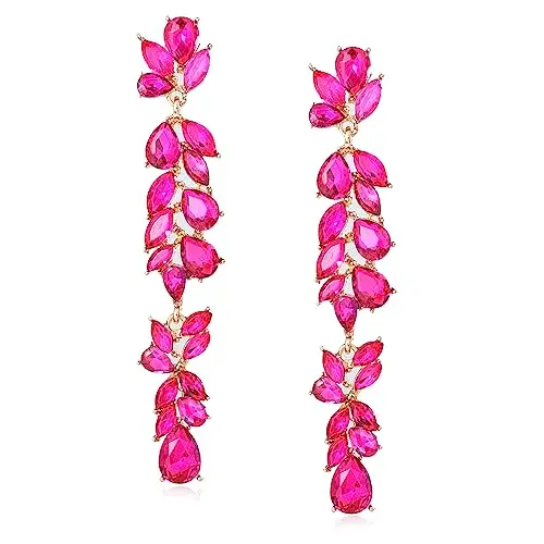 

Popular Retro Rhinestone Long Dangle Drop Earrings Sparkly Wedding Earrings for Women Prom Crystal Teardrop Dangling Earrings