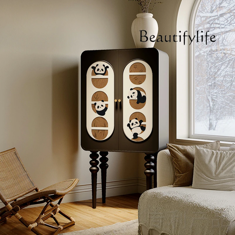 

yj9 French antique storage cabinet living room bedroom solid wood high-footed locker premium painted cartoon locker