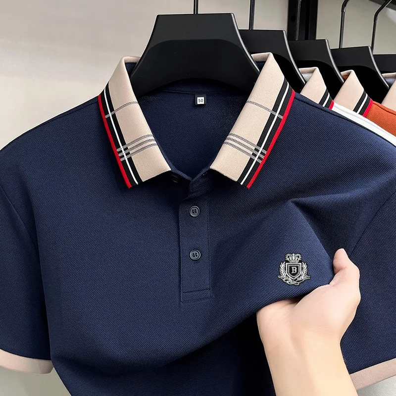 Neues Sommer-Herren-Poloshirt mit Kurzen Ärmeln, Kragen und Knöpfen, Luxuriöse Buchstaben-Stickerei, Lässiger Vielseitiger Jugendlicher Preppy-Stil Herrenbekleidung – Detail 19