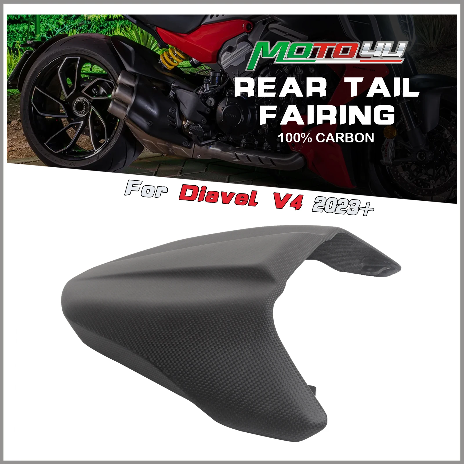 For Ducati Diavel V4 DiavelV4 2023 2023+ 100% Pure 3K Carbon Fiber Plain Weave Tail Fairing Motorcycle Rear Tail Modification