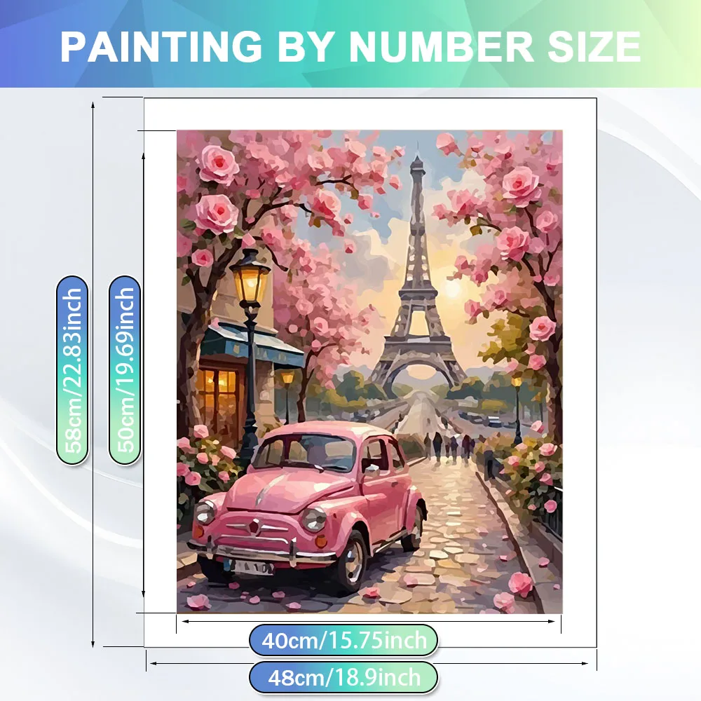 HUACAN Paint By Numbers City Street Landscape Diy Canvas Valentines Gift 5D Drawing On Canvas Tower Car Cherry Blossom