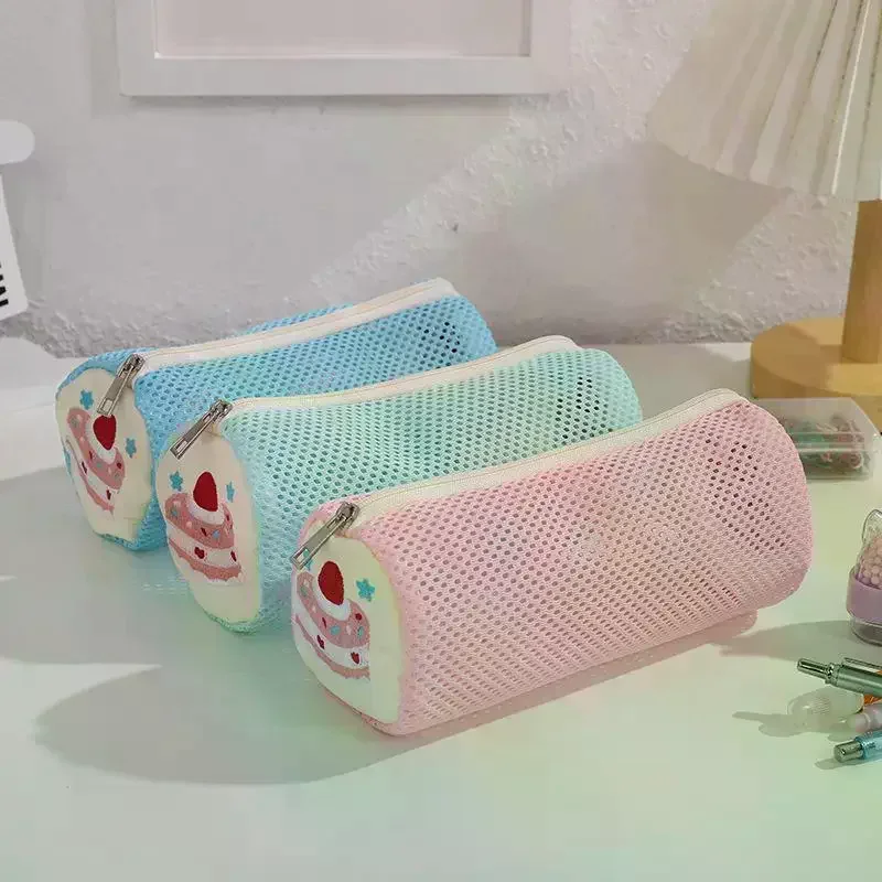 Transparent Mesh Pencil Case Creative Embroided Simple And Multifunctional School Student Stationery Box