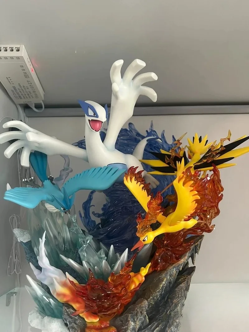 

1pc 35cm Pokemon Magical Egg Lugia Anime Model Ornament Handmade Frozen Bird Three Holy Birds Collectible Toy Can Shine