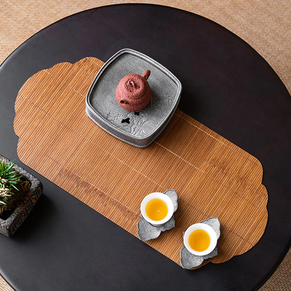 

Bamboo Tea Mat Retro Rustic Breathable Decorative Tea Table Cushion for Office Home Restaurant Use