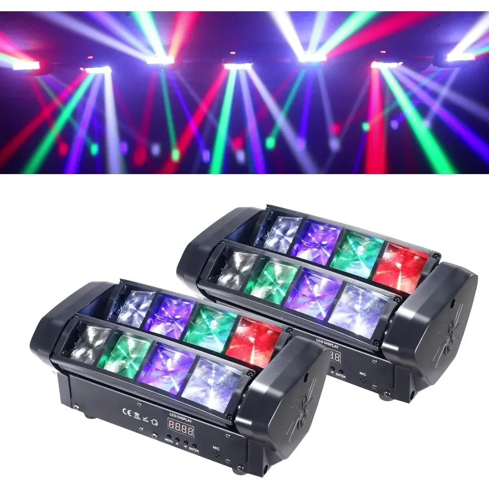 

LED Mini Spider Moving Head Light 8x5W Beam Stage Lights RGBW Sound Activated DMX-512 Control for DJ Party Bar