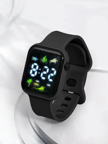 New Children's Smart Watch Simple and Multi functional Coconut Tree Pattern LED Touch Screen Student Sports Electronic Watch