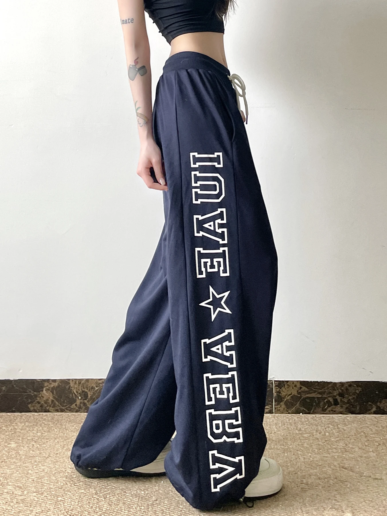 

Weekeep Casual Letter Print Loose Sweatpants Streetwear y2k Baggy High Waist Wide Leg Pants Korean Fashion Women Trousers Basic