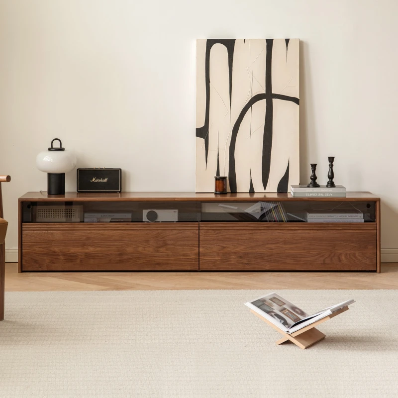

Entertainment Brown Universal Tv Stands Center Floor Wooden Walnut Designer Luxury Cabinet Glass Showcase Fernsehtisch Furniture