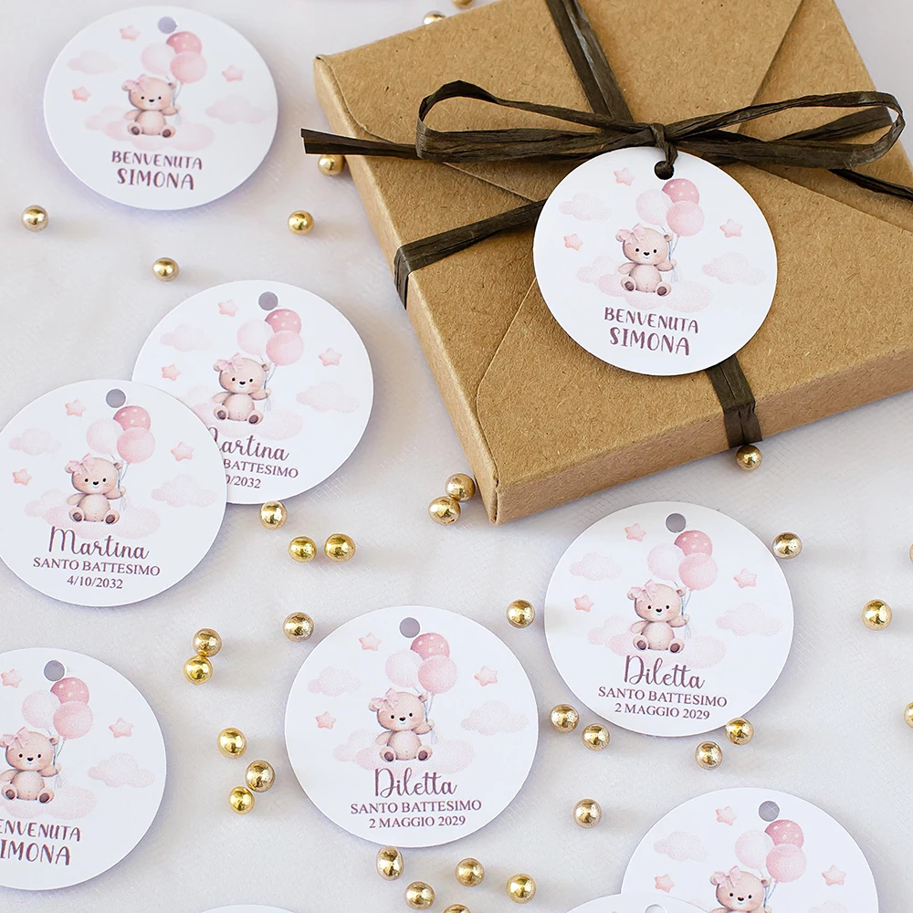Custom Wedding Tags Labels Round With Hole Candy Favors Tags Personalized Birthday Gift Box Tags Your Logo 100Pcs - view 4