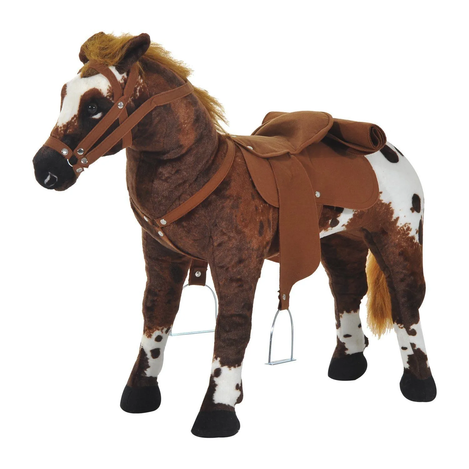 

Qaba Ride On Horse for Toddlers 3-5, with Realistic Sound, Stuffed Animal Horse Toy for with Padding, Soft Feel, Brown