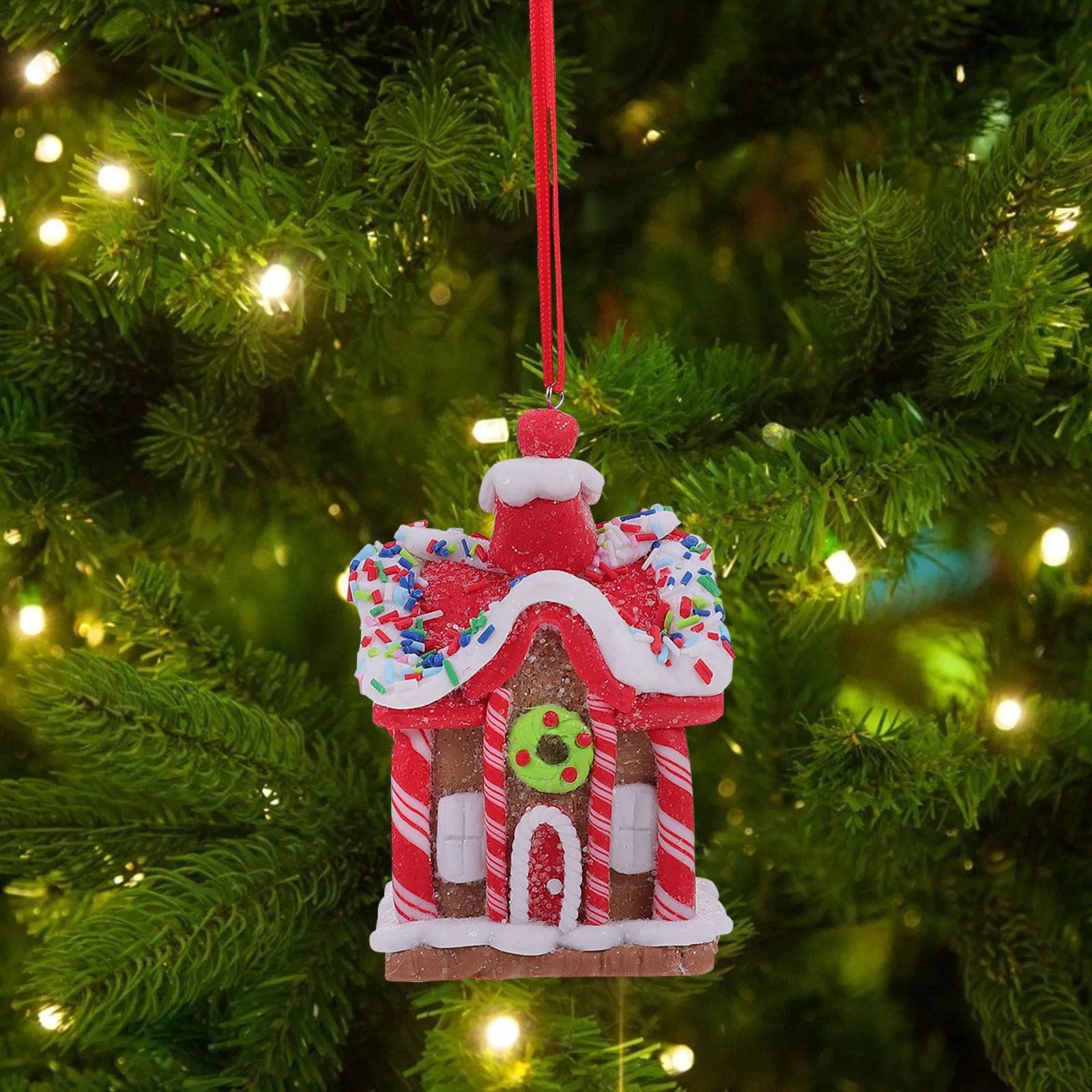 

3Pcs Christmas Tree Hanging Ornaments Gingerbread Candy Design Festive Holiday Decor for Mantel Door Wall Window Display