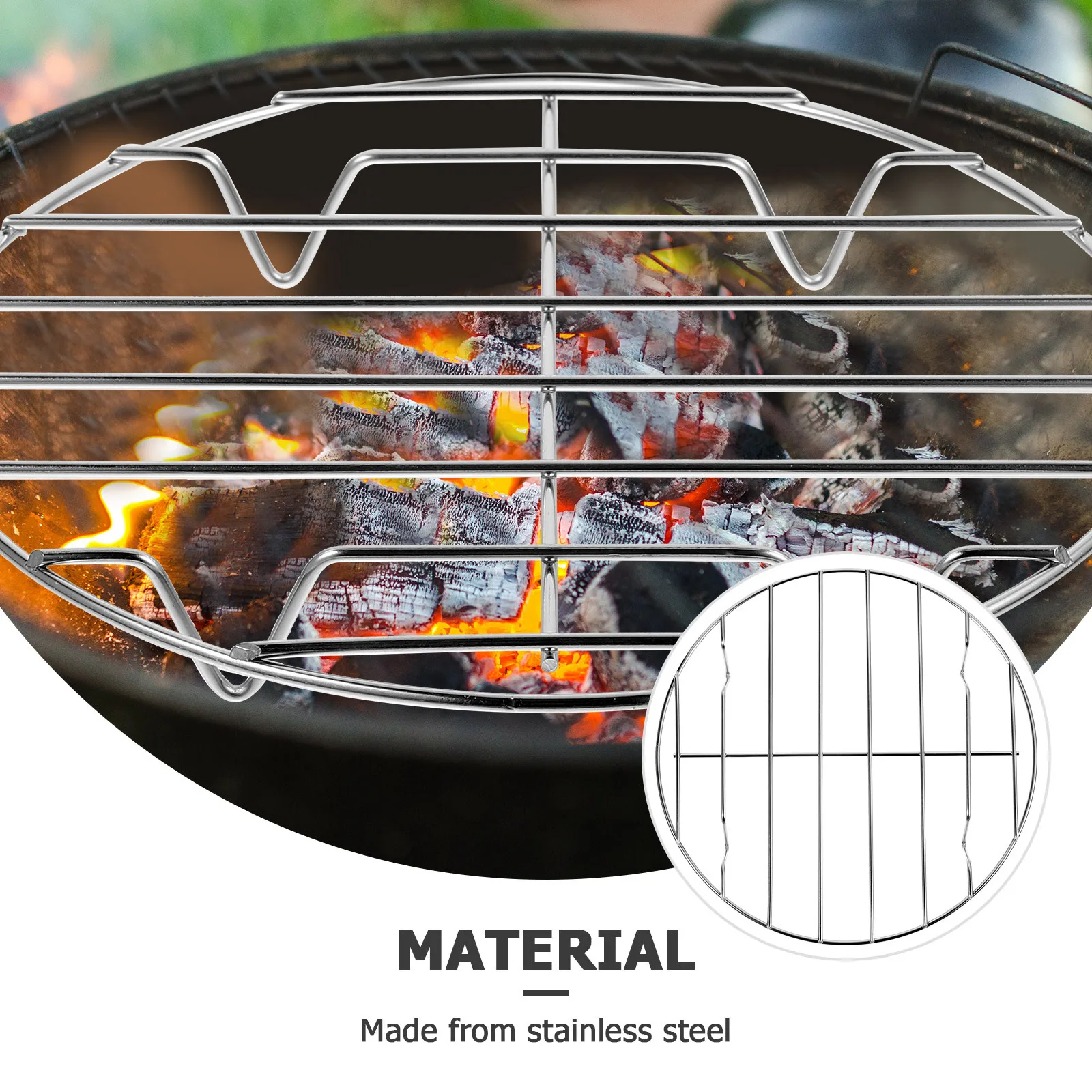 

20Cm Stainless Steel Bbq Net Grill Round Meat Fish Vegetable Roasting Rack Pizza Baking Rack Alternative Dishwasher Safe