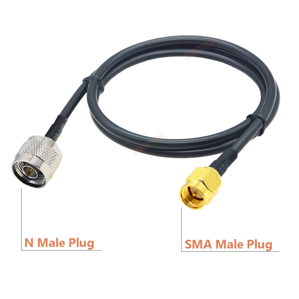 BEVOTOP RG58 N Type Male / Female to SMA Male Plug RF Adapter Coaxial Cable Pigtail RG-58 Extension Cord Jumper 50Ohm 15CM~30M