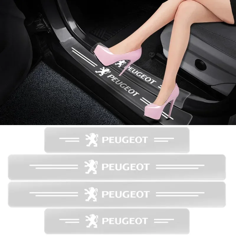 

4pcs Car Stickers Door Edge Protector Car Door Sill Sticker Anti Scratch For Peugeot 108 406 407 408 206 207 208 306 307 308 508