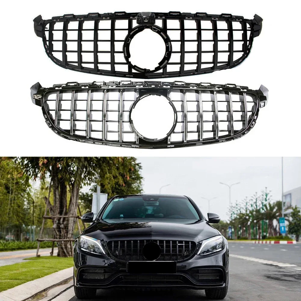 Front Bumper Racing Grill Billet Grille Cover For Mercedes-Benz W205 C-Class C63 AMG 2019 2020 2021