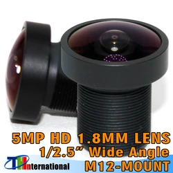 5.0 MegaPixel Fisheye 1.8mm Lens F2.0 Wide-angle 190 Degree MTV M12 Mount Infrared Night Vision Lens For CCTV Security Camera