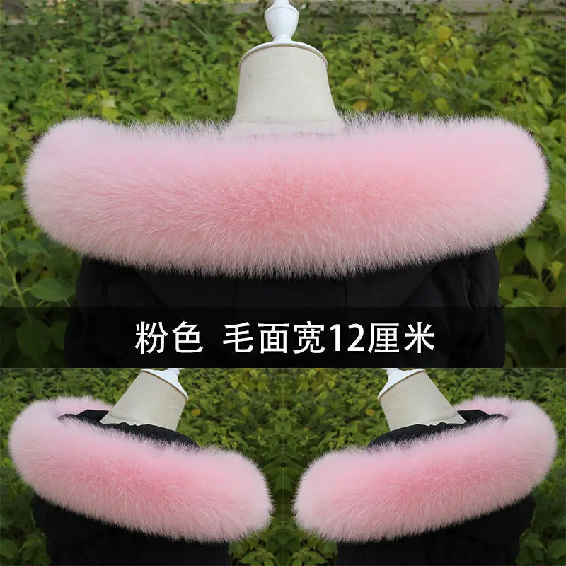 Winter Fox Fur Collar For Women Coat Fluffy Real Fur Hat Strips Hooded Fur Collar Scarf Genuine Warm Fox Fur Shawl Scarves