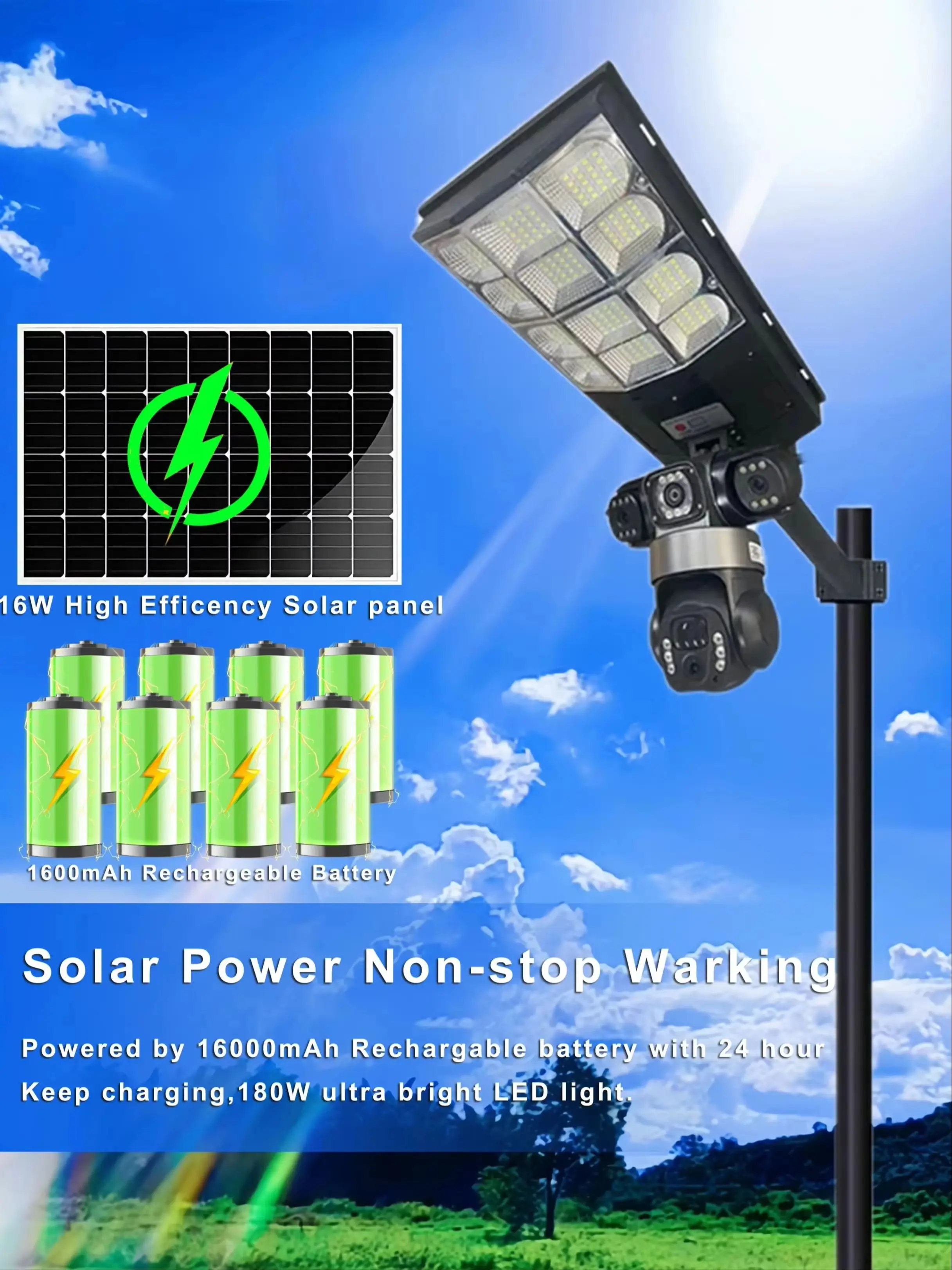 4G Solar-Kamera mit SIM-Karte, 100M Daten, Smart-Home-Sicherheit, CCTV-Kameras, Solarstrom, kabellose Smart-Home-Überwachung, IP, 4G SIM, 3 Objektive, Fernbedienung, 4G Solarstrom, Outdoor PTZ-Kamera