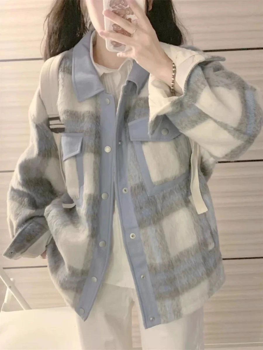 Vertrouwd katoen geruite Jaet dames herfst winter nieuw ontwerp Amerikaanse retro honkbaljas kraag pendelen Sle bovenkleding