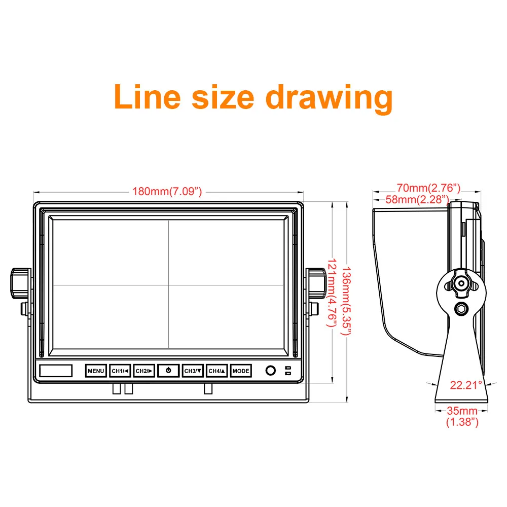 Security Cameras,  Camera Rear View System 7 inch Lcd Monitor Quad Around View Truck Camera System