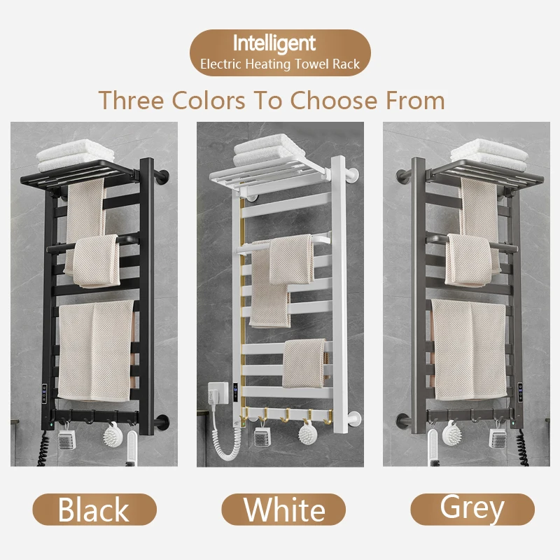 Imagem -05 - Banheiro Inteligente Toalheiro Aquecido Elétrico Preto Trilho de Toalha Elétrica Toalha Térmica Radiador Tela Secadores de Tela de Banho Toalha Aquecida Toalha de Banho Termostática de Aquecimento Elétrico