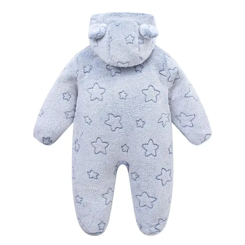 0-2Y Baby Rompers Winter Warm Sleepwear for Newborns Girls Boys Clothing Star Flower Overall Infant Outwear Toddler Jumpsuits