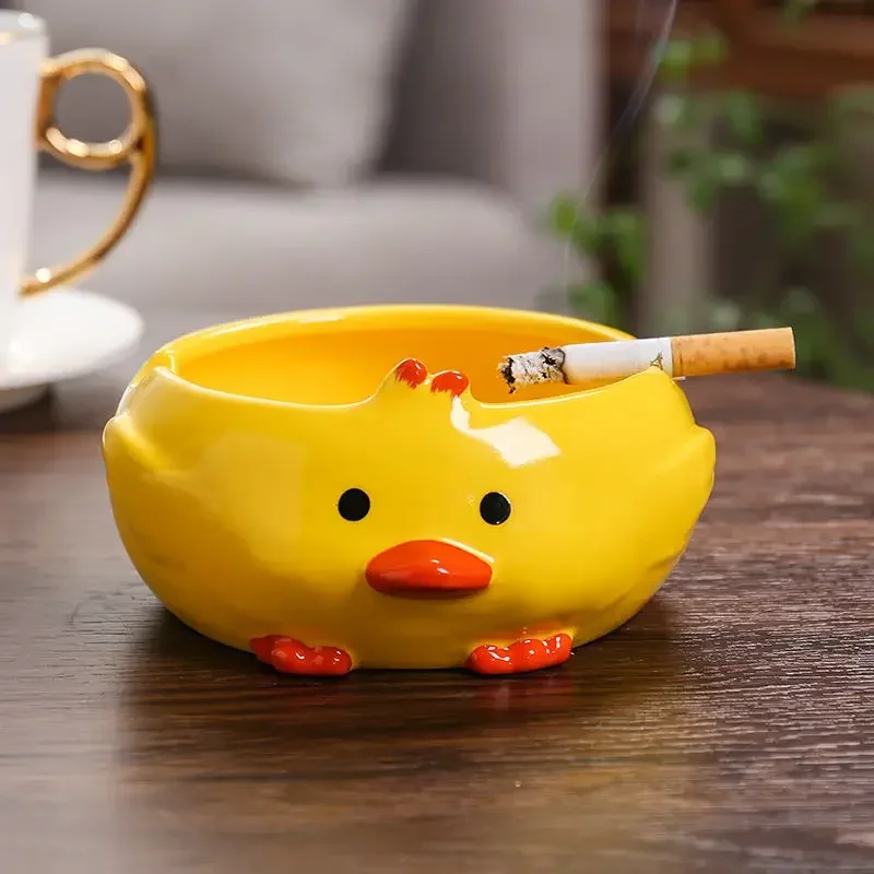 Round Ceramic Ashtray Living Room Anti Fly Ash Creative Cute Personality Animal Home Decor Boyfriend GiftChristmas Decoration