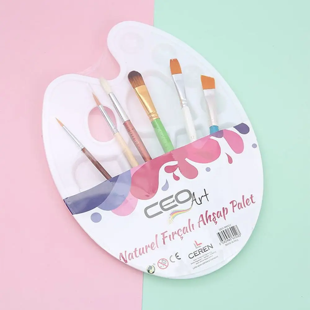 

Children Student Artist Coloring Drawing Art Painting Supplies Art Oval Palette Brush Set Oil Painting Palette Watercolor Tray
