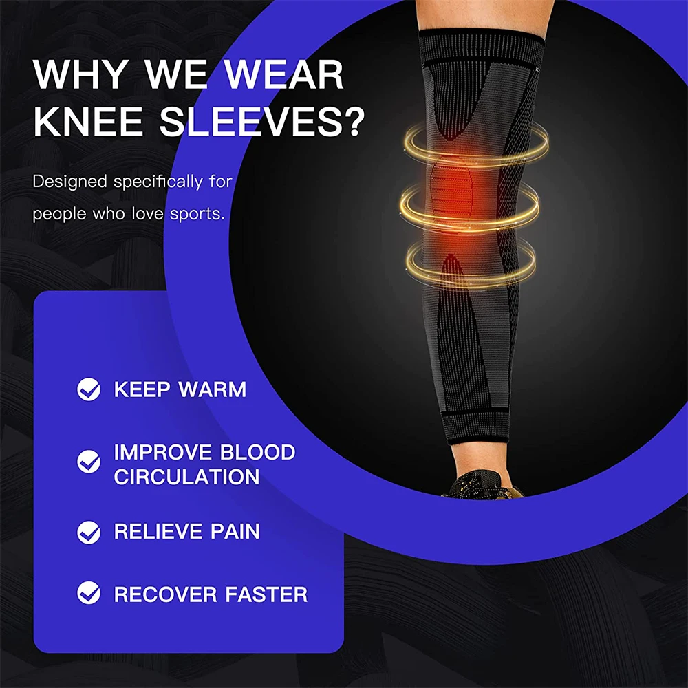 Sports Anti-slip Full Length Compression Leg Sleeves Knee Brace Support Protect for Basketball Football Running Cycling Outdoors