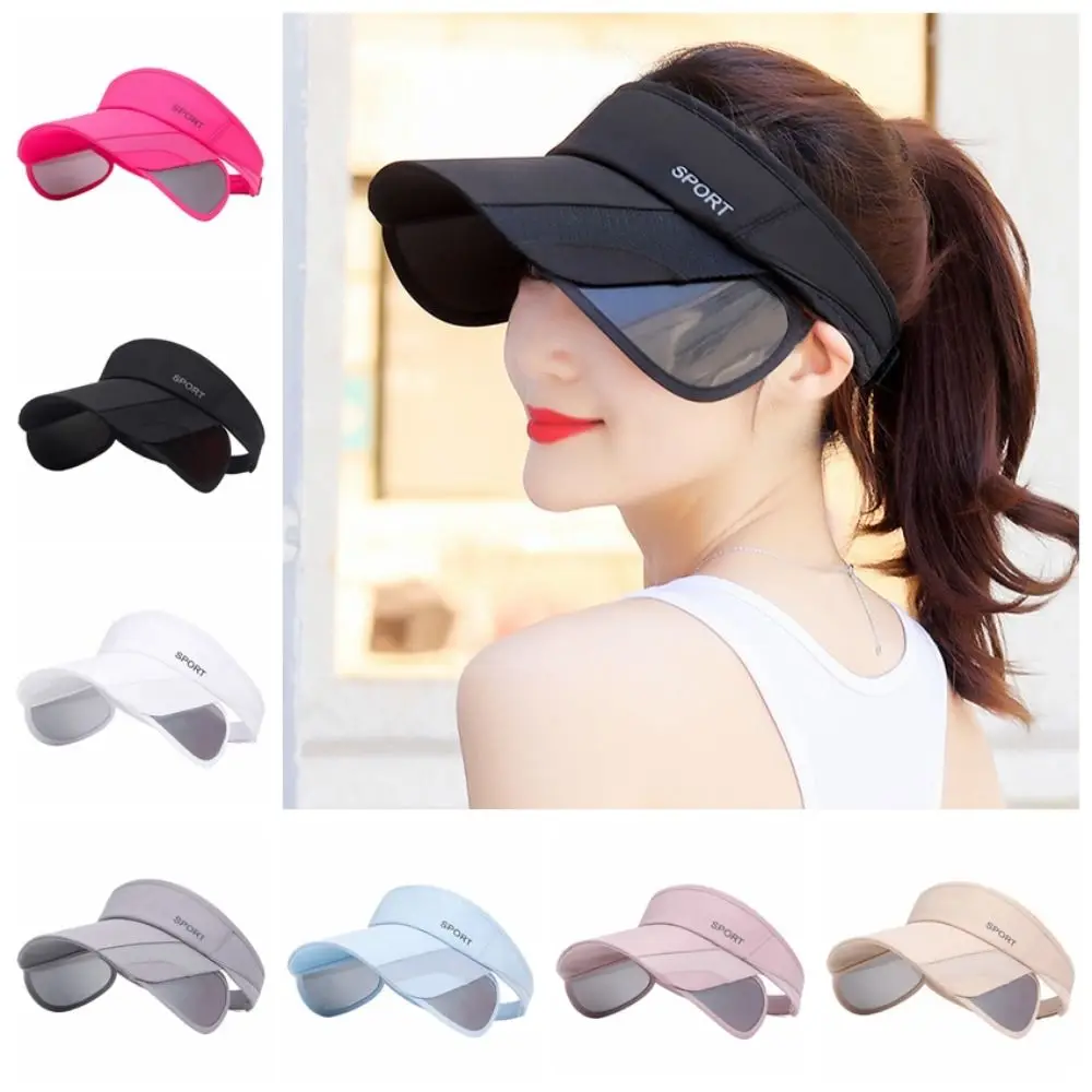 

Casual Scalable Sports Sun Hat Wide Brim UV Protection Empty Top Hat Sunscreen Golf Hat Summer Baseball Cap Running