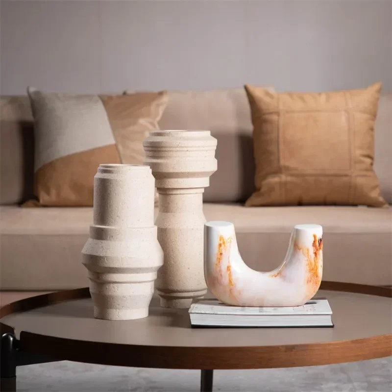 Modern, natural silence, cave stone series, cave geometry, resin flower ware, model room living room coffee table