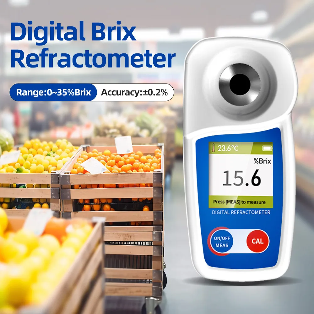 New Rango 0-35% Brix Tester Digital Brix Refractometer for Sugar Content Test Brix Meter for Sugary Drink Beverage Fruit Juice