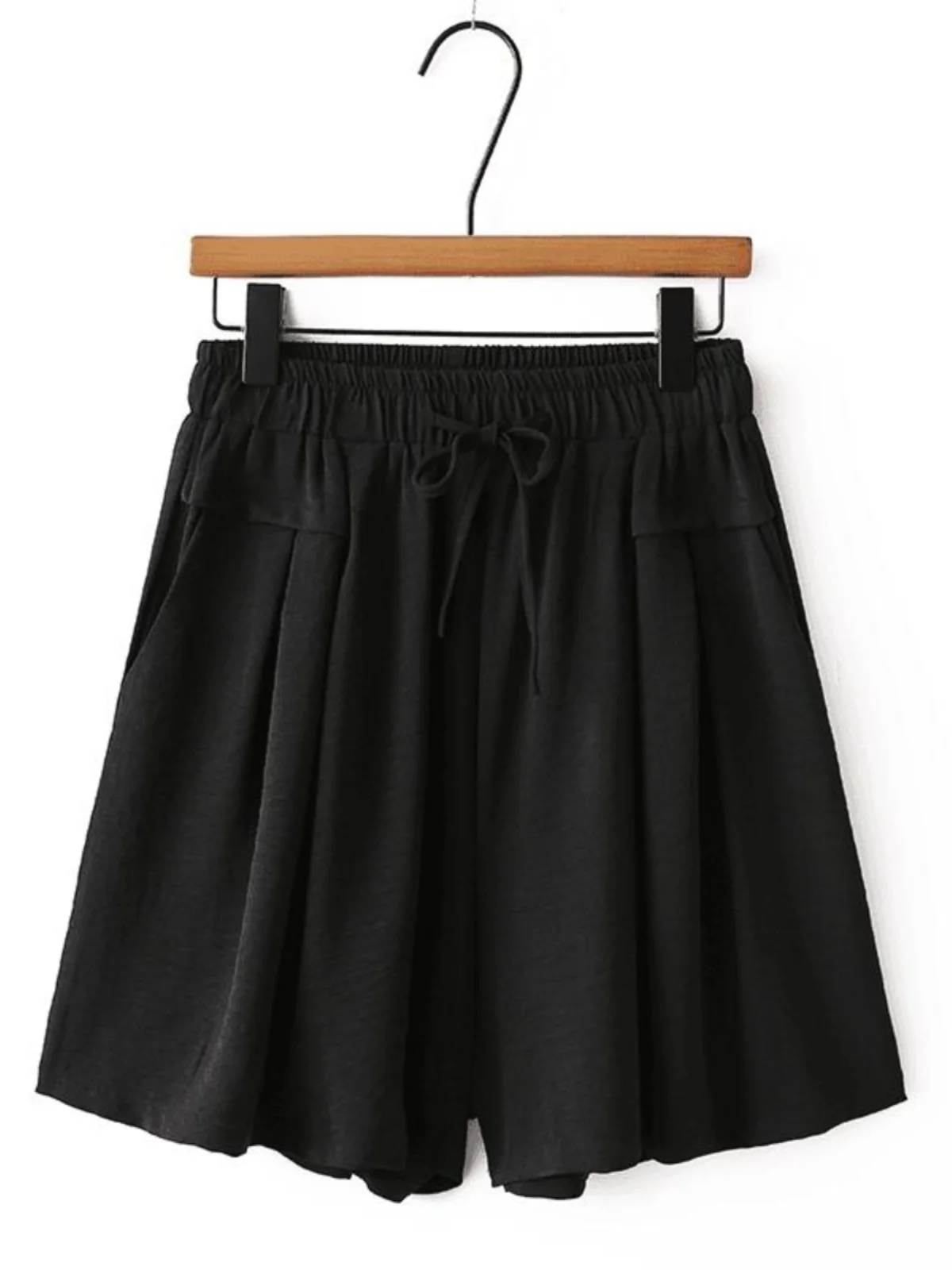 

Casual Loose Wide Leg Women's Short Pants Drawstring Elastic Waist A-Line Skirt Pants Korean Style Commute Wind Summer
