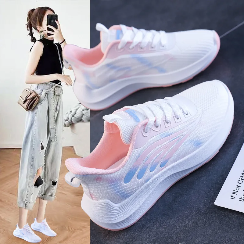 

Ladies Vulcanized Shoes Fashionable and Comfortable New Versatile Casual White Mesh Breathable Mesh Sports Running Shoes