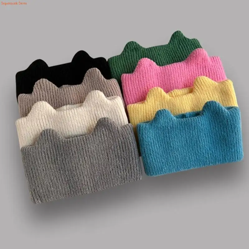 Q5WE Unisex Knitted Kitten Ears Headbands Make Up Elastic Stretch Headband
