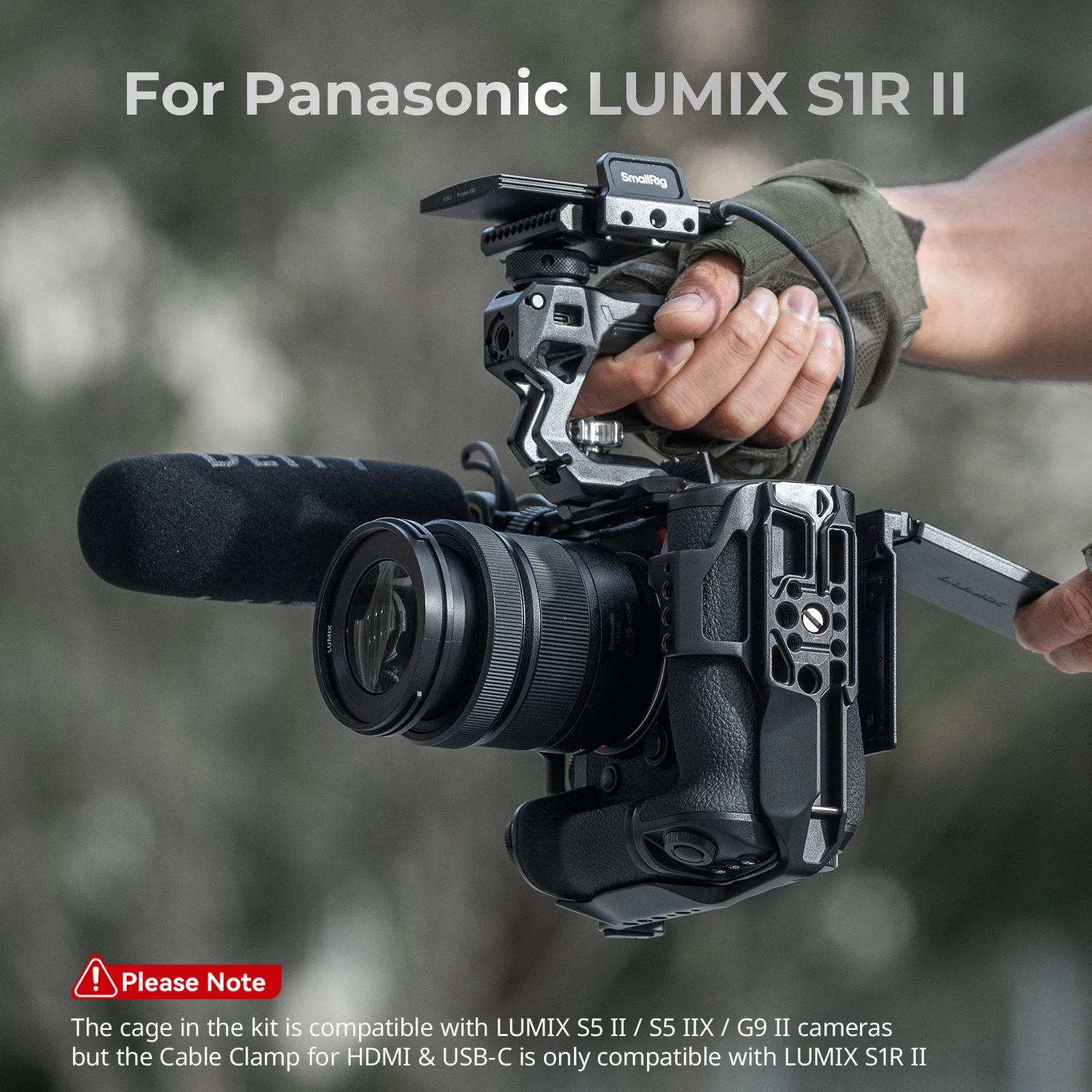 SmallRig S1R II ชุดกรงสําหรับ Panasonic LUMIX S1R II พร้อมที่จับด้านบนสาย USB-C CLAMP W Arca-Swiss Quick-Release แผ่น 4903