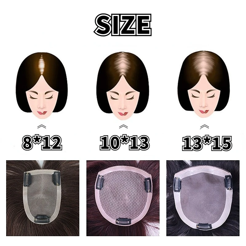 Clip In Hair Piece Women Hand Made Lightweight Breathable Hair Closure Hair Supplementing Set Women\'s Wig Women Real Hairpiece