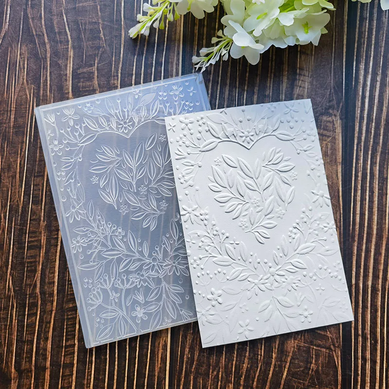 1-teiliges Set, dreidimensionale, elegante, herzförmige Blumen-Hintergrundvorlage, geprägter Bastelpapierordner, DIY-Sammelalbum, 3D t
