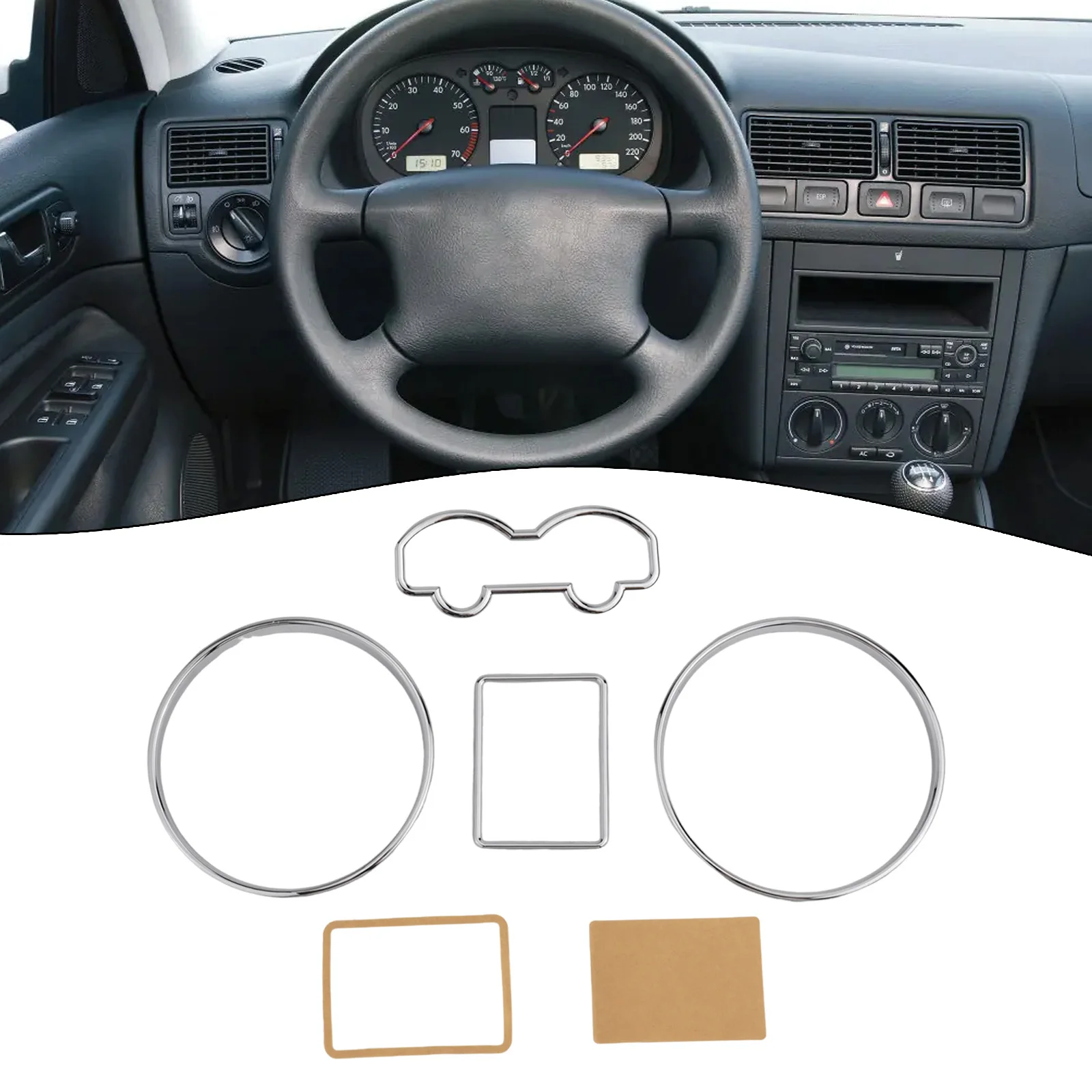 골프용 크롬 대시 보드 다이얼 게이지 링, 파사트 계기판 속도계 베젤 트림, 데칼 인테리어 액세서리