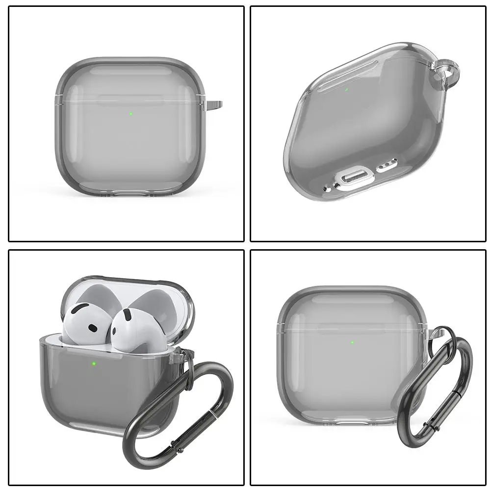 Translucent Protecitve Case For AirPods 4 Premium Sleeve Cover For AirPods 4th Generation Case Drop Protector With Carabiner