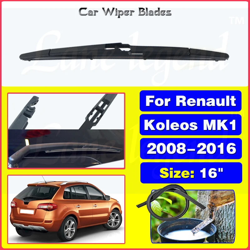 

Car Rear Windshield Wiper Blades Brushes For Renault Koleos MK1 2008-2016 2015 2014 2013 Back Windscreen Auto Accessories 16"