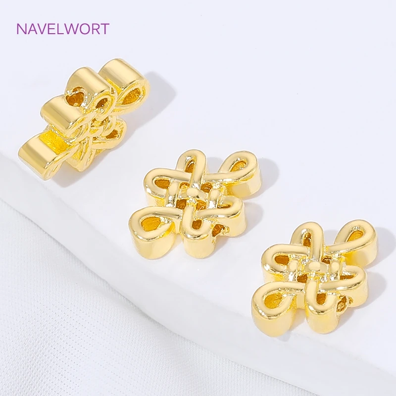 

18K Gold Plated Chinese Knot Beads Separator,Brass Spacer Beads For Jewelry Making,Accessories For Beads,DIY Jewelry Materials