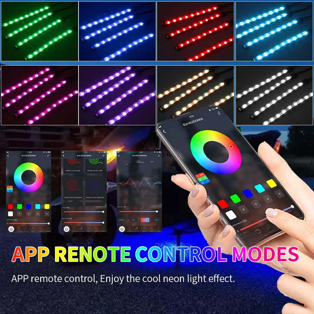 دراجة نارية جو مصباح ليد شرائط مقاوم للماء RGB اللاسلكية RF التحكم عن بعد APP دراجة نارية أضواء الزخرفية العالمية