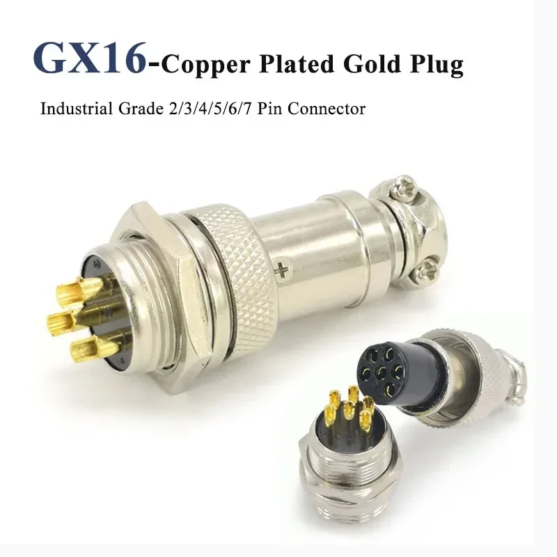 Gold-plated GX16 2 3 4 5 6 7 8 9 10 Pin Aviation Plug Connector Industrial Male Female Plug Socket 16M Aviation Connector Plug