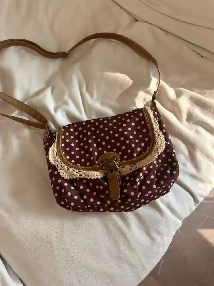 

Office Lady Sweet Dots Lace Crossbody Bag Fashion Women Shoulder Bag All Match Itabag Designer Commuting Bag