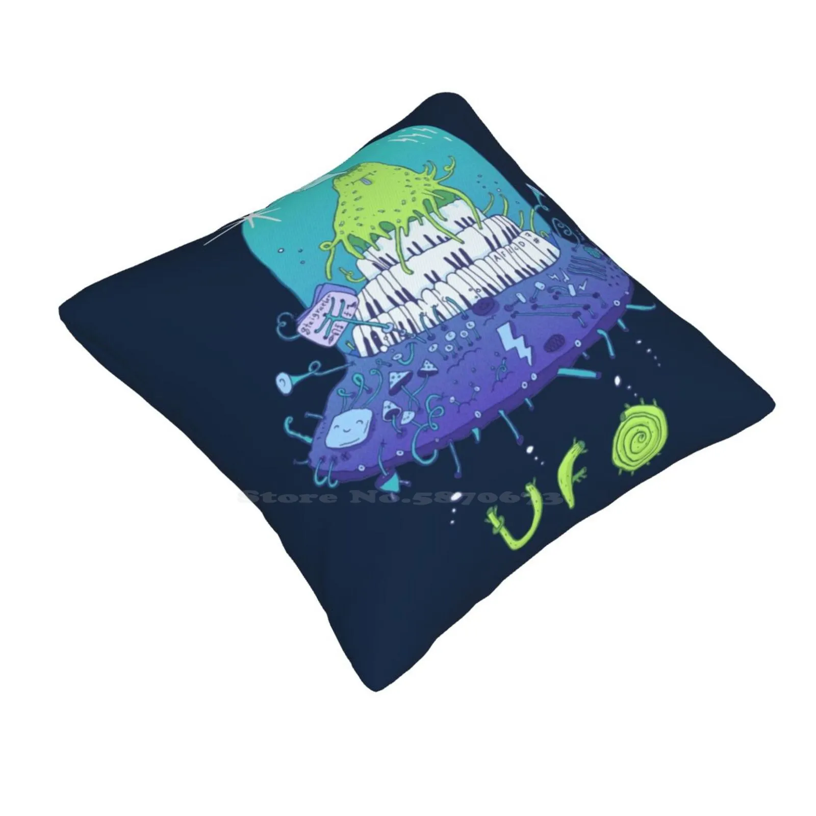 Volcano Playing Organo! Home Sofa Car Cushion Cover Pillowcase Volcano Play Sound Ufo Funny Cute Pipe Organ Alien Space Cosmos