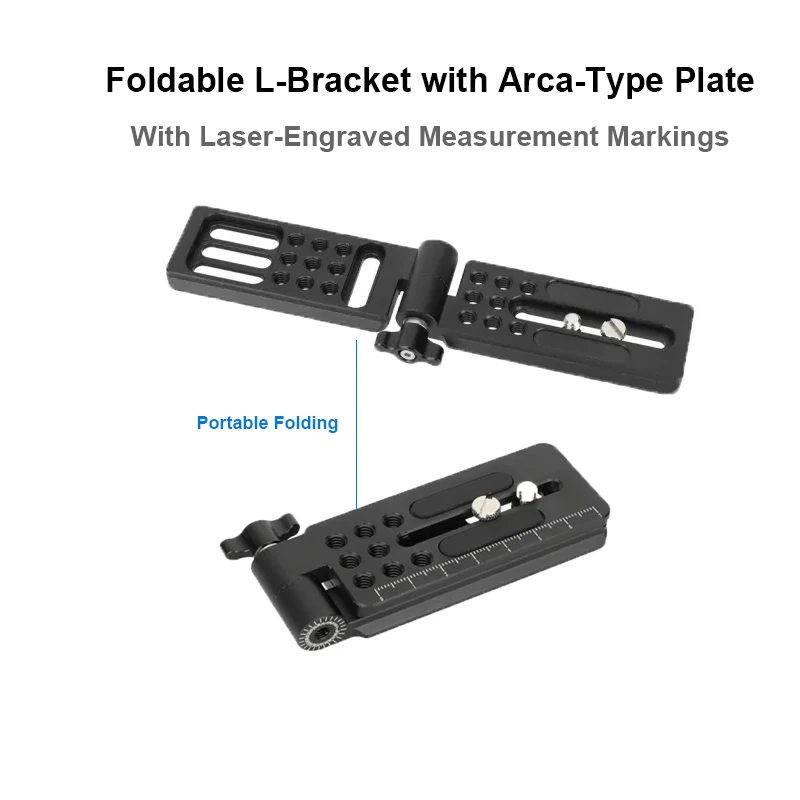 CAMVATE Foldable L-Bracket with Arca-Type Quick Relese Plate With Laser-Engraved Measurement Markings For Tripod Camera