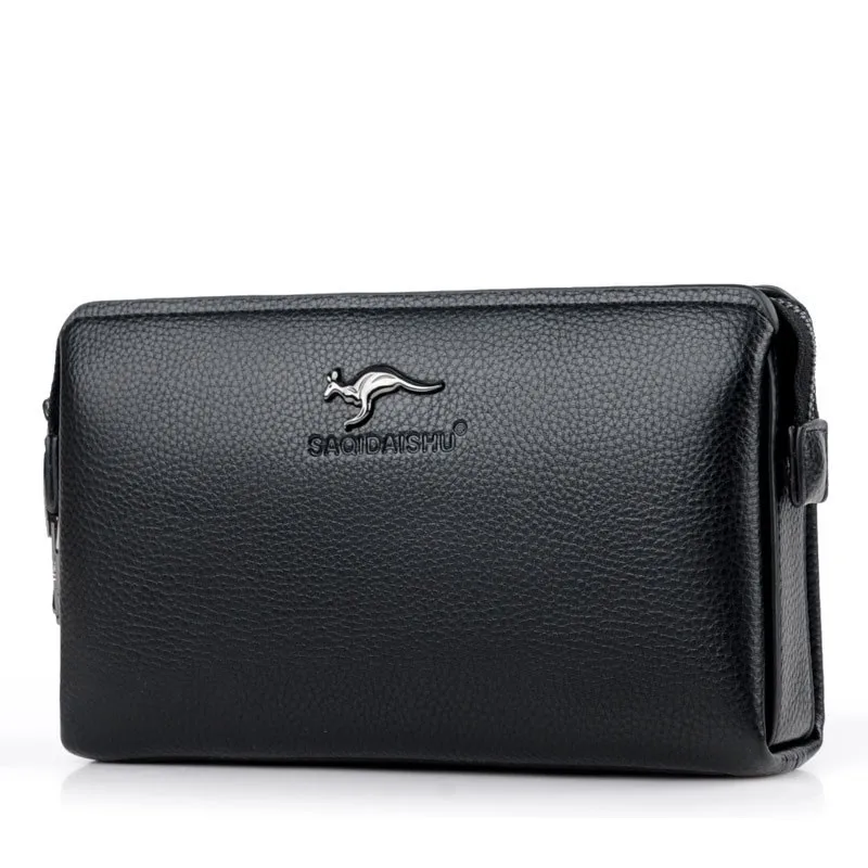 New Men\'s clutch purse High end PU Long Wallet Large Capacity Multi Card Slot Wrist Bag Password Anti theft Phone Bag