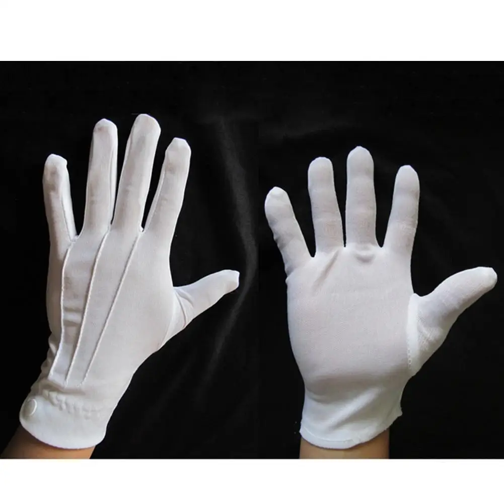 2PCS White Cotton Gloves Men Formal Tuxedo Uniform Gloves Honor Guard Parade Ceremony Costume Cosplay Coin Jewelry Butler Gloves